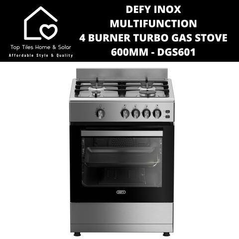 Defy Inox Multifunction 4 Burner Turbo Gas Stove - 600mm DGS601