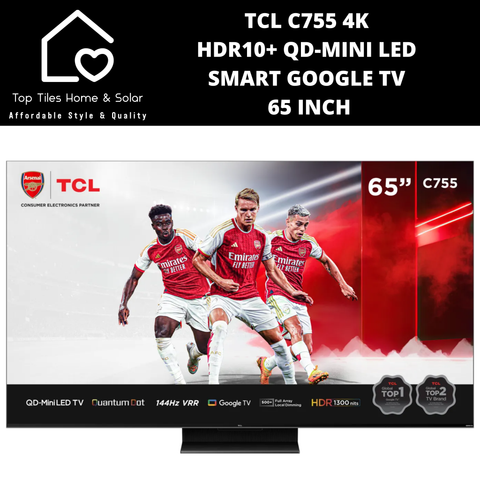 TCL C755 4K HDR10+ QD-Mini LED Smart Google TV - 65 Inch