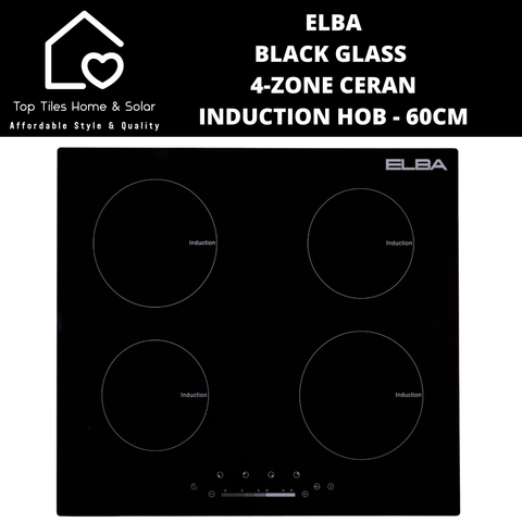 Elba Black Glass 4-Zone Ceran Induction Hob - 60cm
