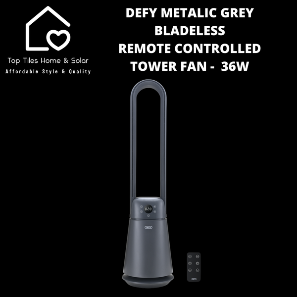 Defy Metalic Grey Bladeless Remote Controlled Tower Fan -  36W