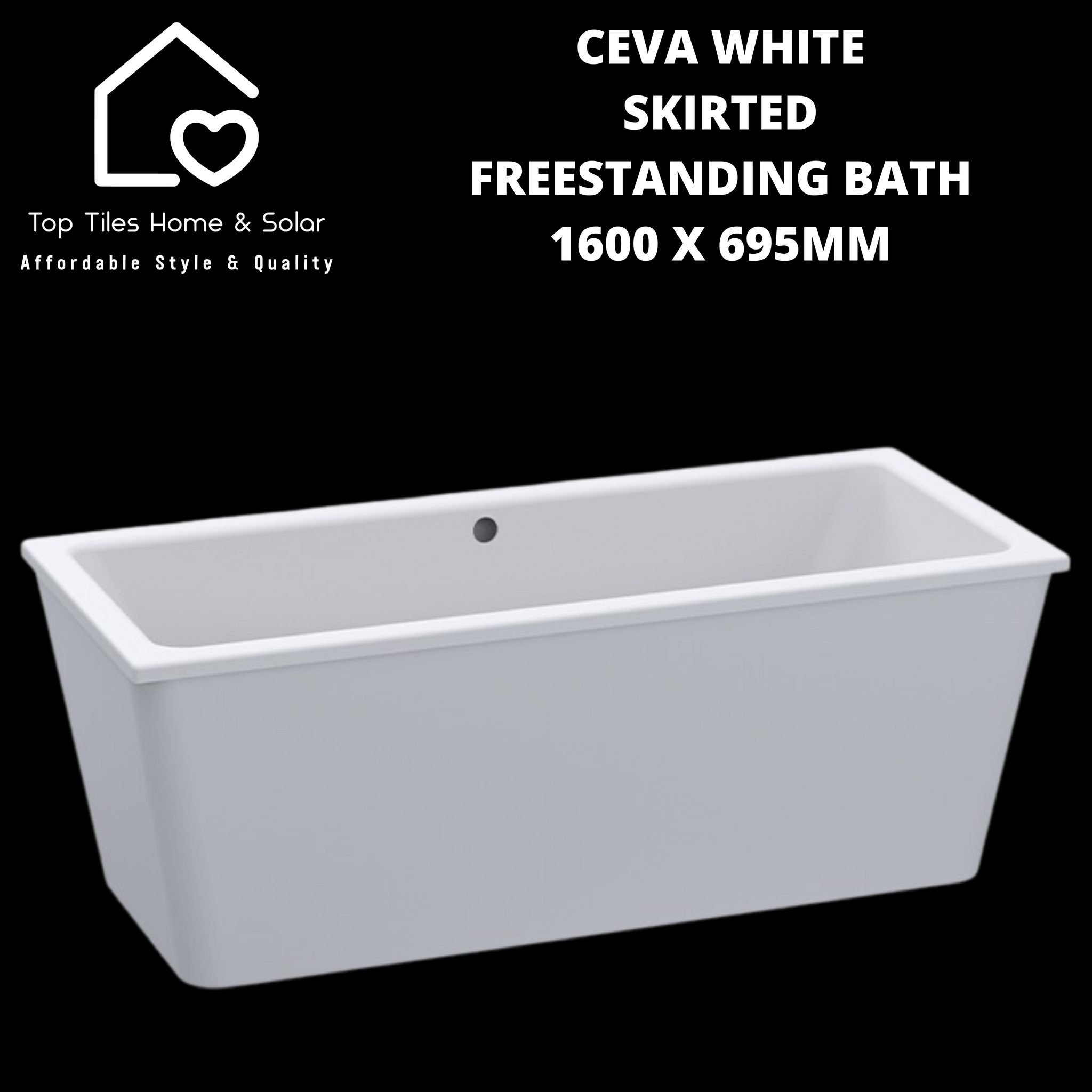 Ceva White Skirted Freestanding Bath - 1600 x 695mm