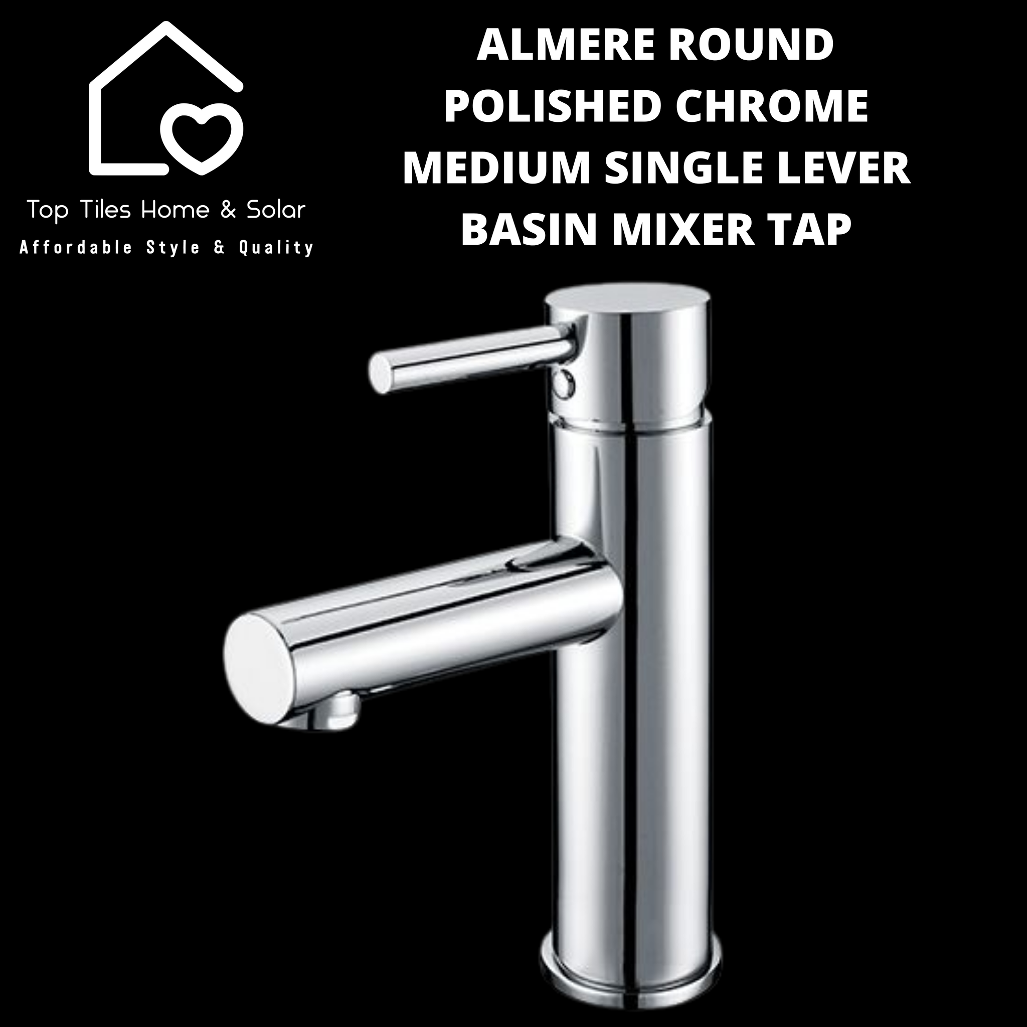 Almere Round Polished Chrome Medium Single Lever Basin Mixer Tap