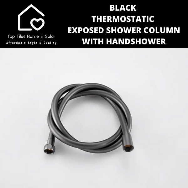 Black Thermostatic Exposed Shower Column With Handshower
