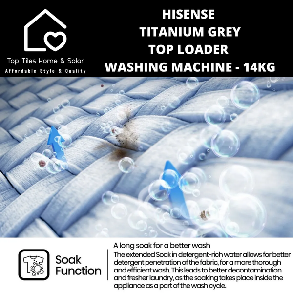 Hisense Titanium Grey Top Loader Washing Machine - 14kg