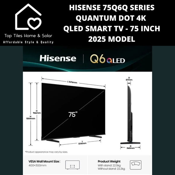 Hisense 75Q6Q Series Quantum Dot 4K QLED Smart TV - 75 Inch 2025 MODEL