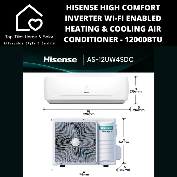 Hisense High Comfort Inverter Wi-Fi Enabled Heating & Cooling Air Conditioner - 12000BTU