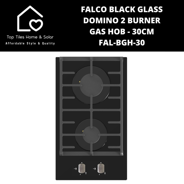Falco Black Glass Domino 2 Burner Gas Hob - 30cm FAL-BGH-30