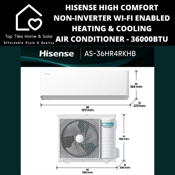 Hisense High Comfort Non-Inverter Wi-Fi Enabled Heating & Cooling Air Conditioner - 36000BTU