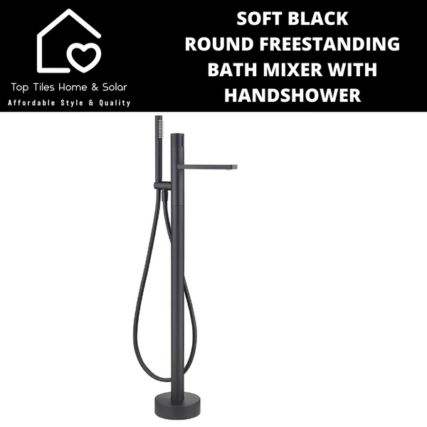 Soft Black Round Freestanding Bath Mixer With Handshower