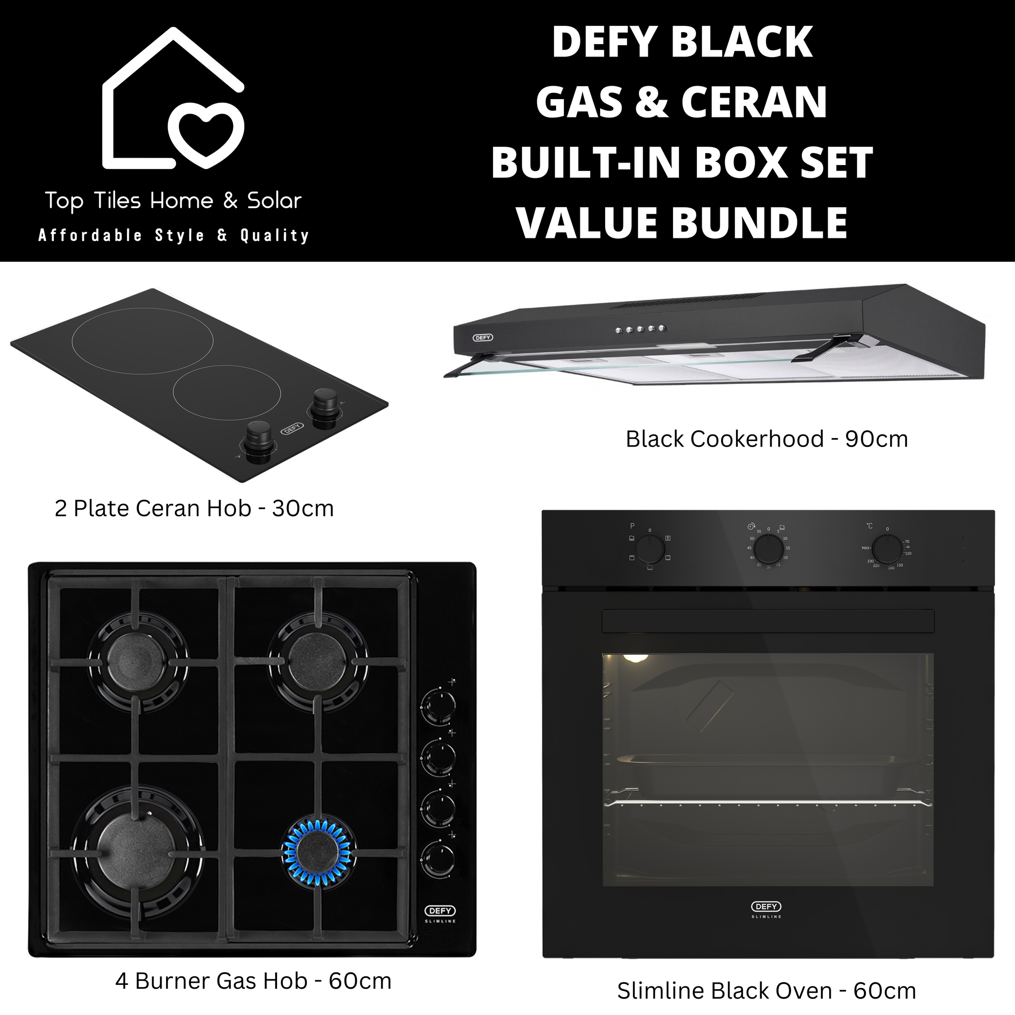 Defy Black Gas & Ceran Built-in Box Set - Value Bundle