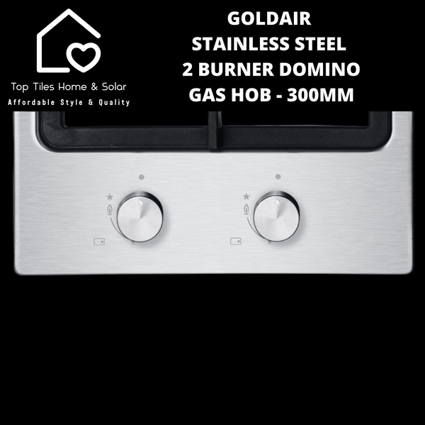 Goldair Stainless Steel 2 Burner Domino Gas Hob - 30cm