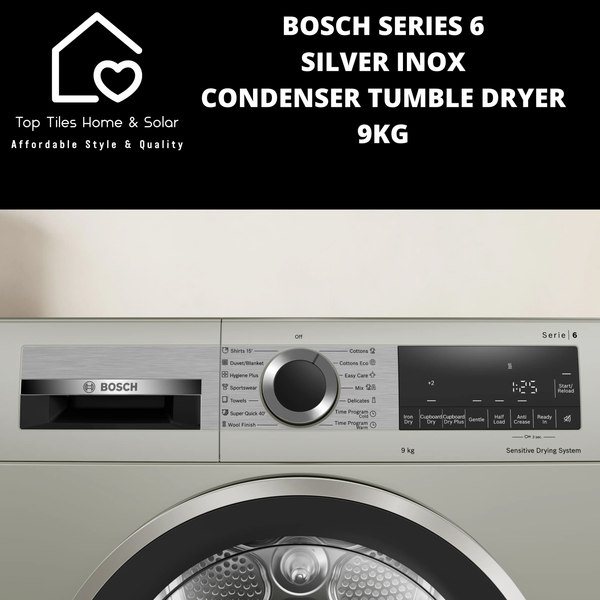 Bosch Series 6 - Silver Inox Condenser Tumble Dryer - 9kg
