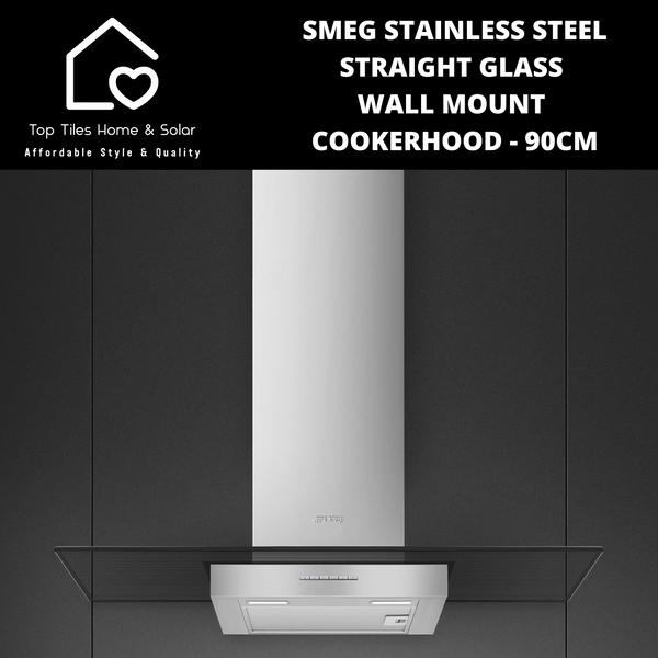 Smeg Stainless Steel Straight Glass Wall Mount Cookerhood - 90cm