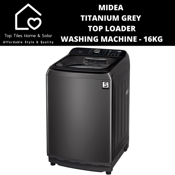 Midea Titanium Grey TurboWash Top Loader Washing Machine - 16kg
