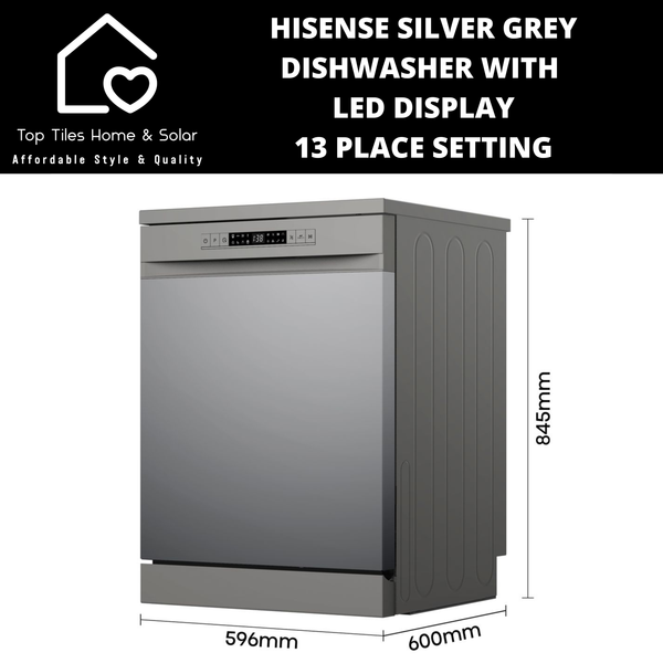 Hisense Silver Grey Dishwasher with LED Display - 13 Place Setting