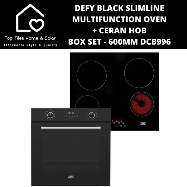 Defy Black Slimline Multifunction Oven + Ceran Hob Box Set - 600mm DCB996