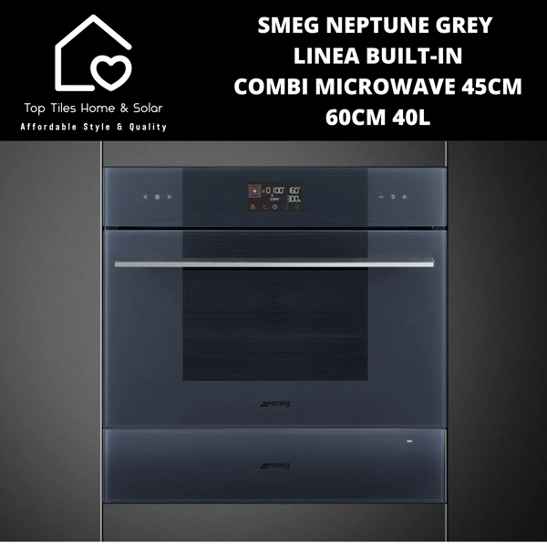 Smeg Neptune Grey Linea Built-in Combi Microwave 45cm - 60cm 40L