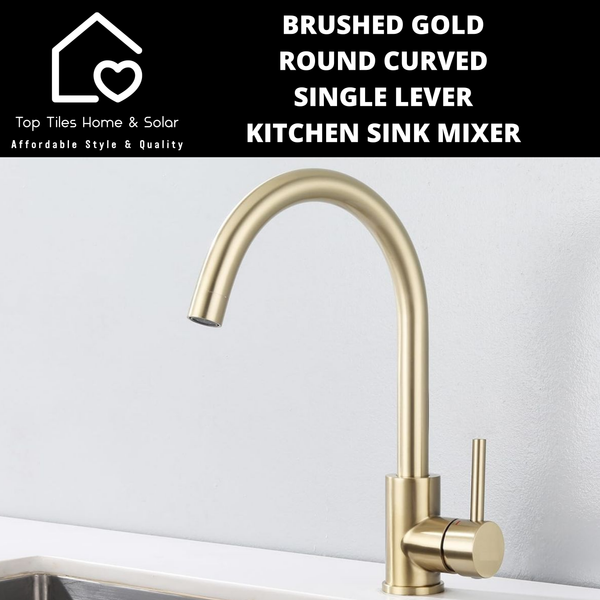 Brushed Gold Rounded Curves Single Lever Kitchen Sink Mixer