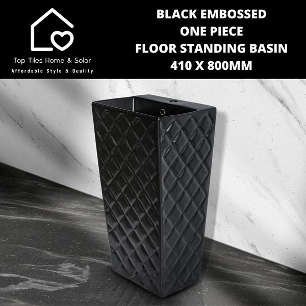 Black Embossed One Piece Floor Standing Basin - 410 x 800mm