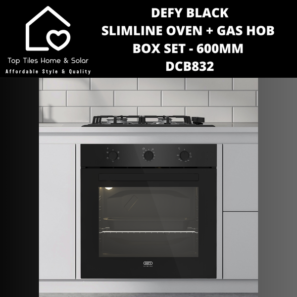 Defy Black Slimline Oven + Slimline Gas Hob Box Set - 600mm DCB832