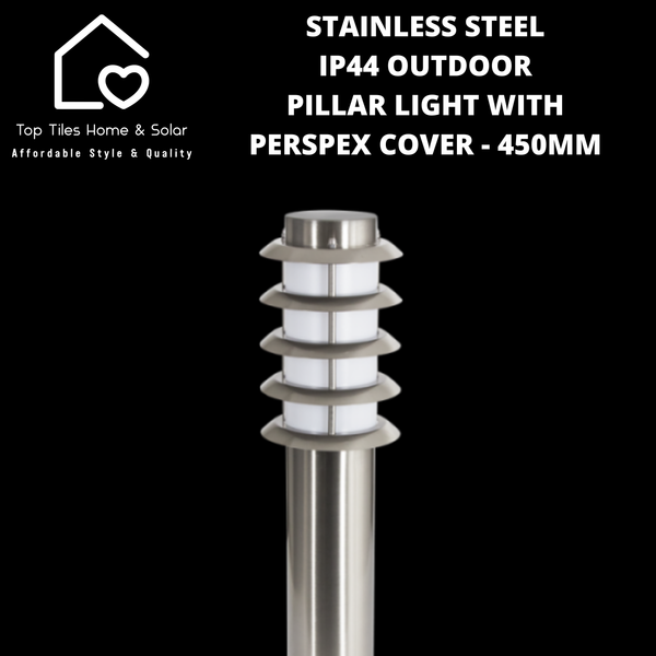 Stainless Steel IP44 Outdoor Pillar Light with Perspex Cover - 450mm