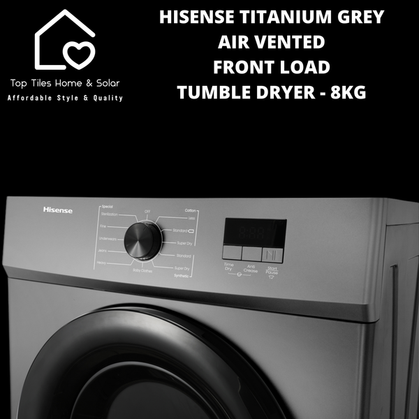 Hisense Titanium Grey Air Vented Front Load Tumble Dryer - 8kg