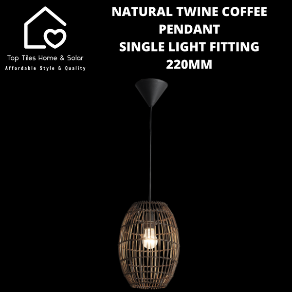 Natural Twine Coffee Pendant Single Light Fitting - 220mm