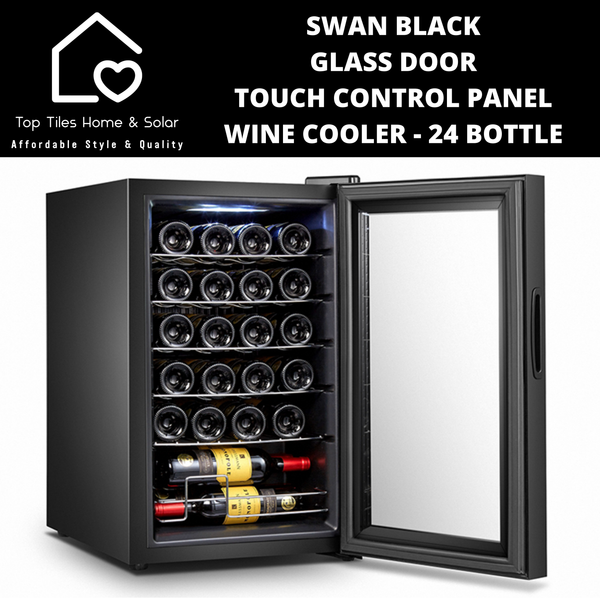 Swan Black Glass Door Touch Control Panel Wine Cooler - 24 Bottle