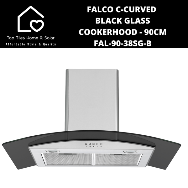 Falco C-Curved Black Glass Cookerhood - 90cm FAL-90-38SG-B