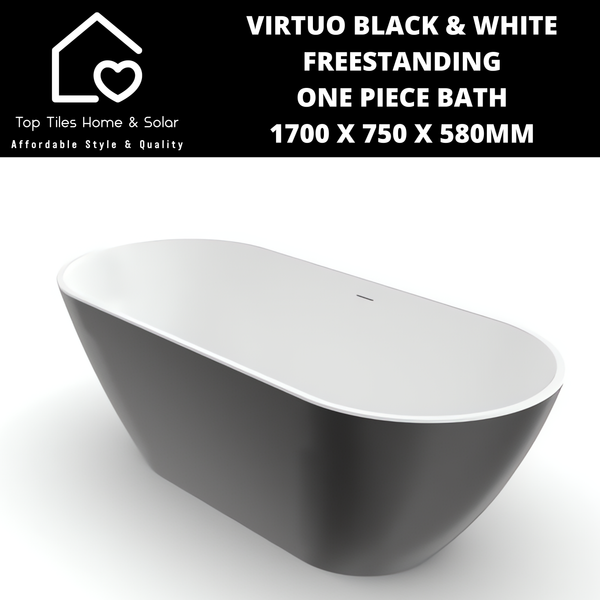 Virtuo Black & White Freestanding One Piece Bath - 1700 x 750 x 580mm