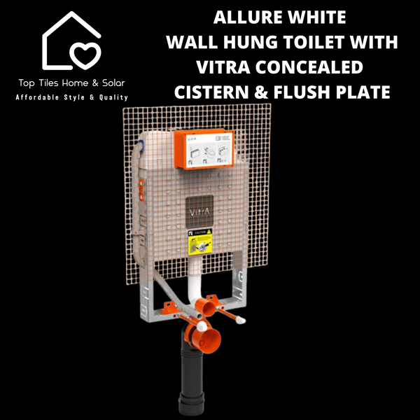 Allure White Wall Hung Toilet with Vitra Concealed Cistern & Flush Plate