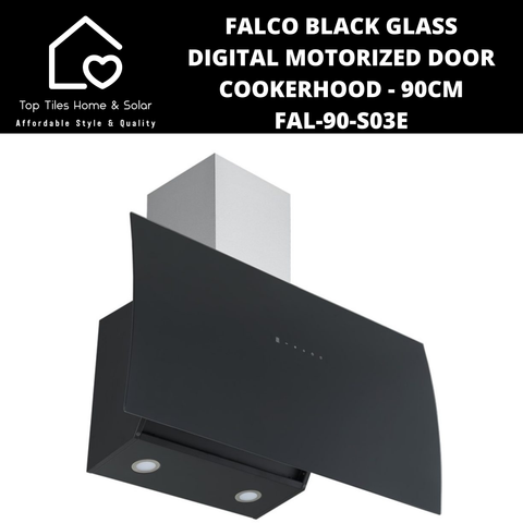 Falco Black Glass Digital Motorized Door Cookerhood - 90cm FAL-90-S03E