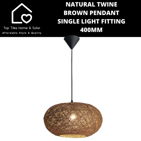 Natural Twine Brown Pendant Single Light Fitting - 400mm