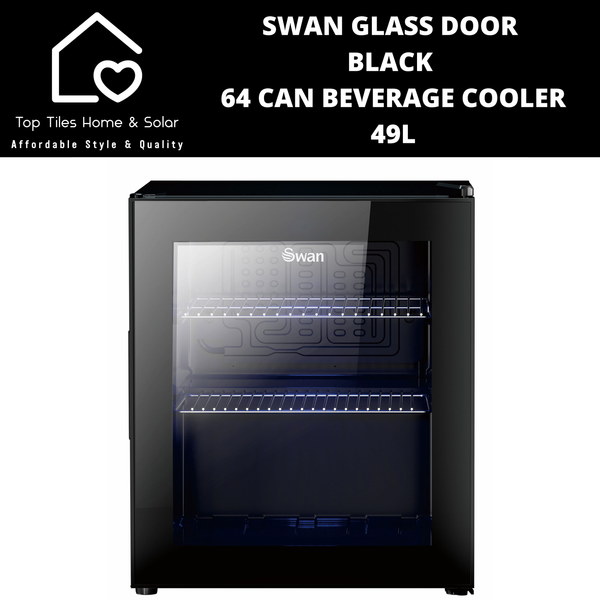 Swan Glass Door Black 64 Can Beverage Cooler - 49L