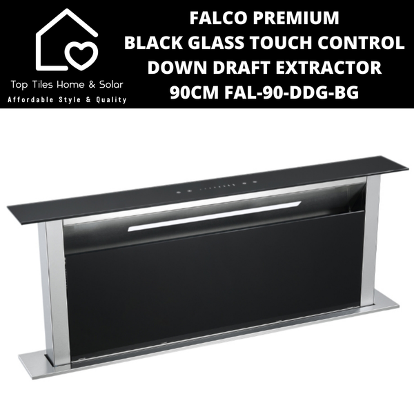 Falco Premium Black Glass Touch Control Down Draft Extractor - 90cm FAL-90-DDG-BG