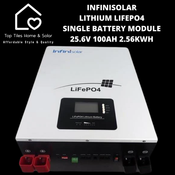 InfiniSolar Lithium LiFePo4 Single Solar Battery Module - 25.6V 100Ah 2.56kWh