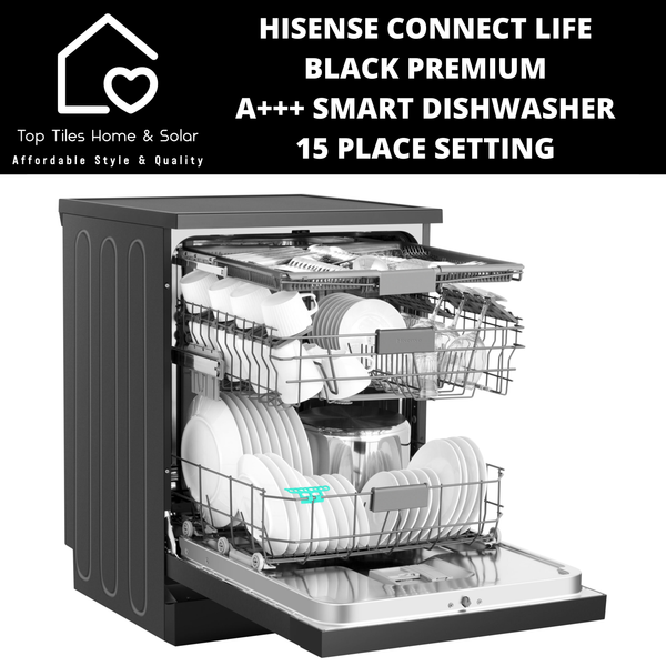 Hisense Black Premium A+++ Smart Dishwasher - 15 Place Setting