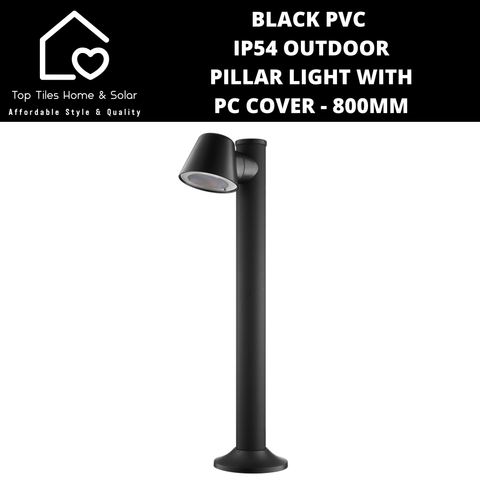Black PVC IP54 Outdoor Pillar Light with PC Cover - 800mm