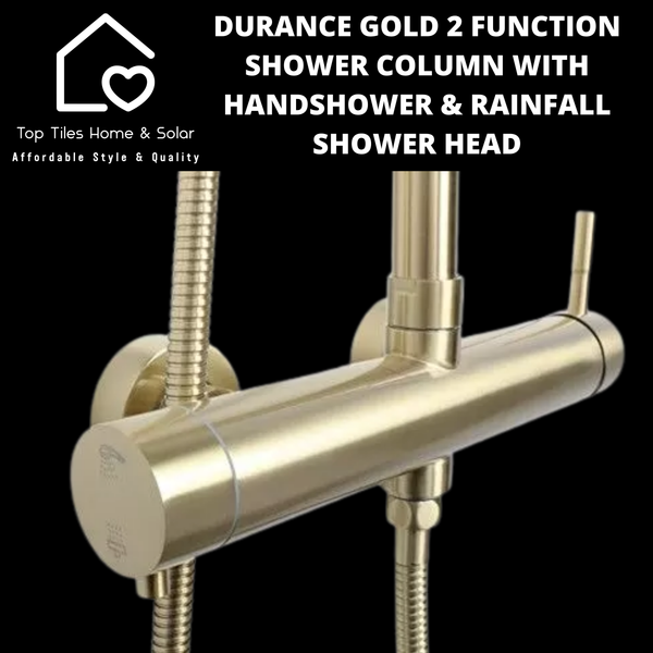 Durance Gold 2 Function Shower Column With Handshower & Rainfall Shower Head