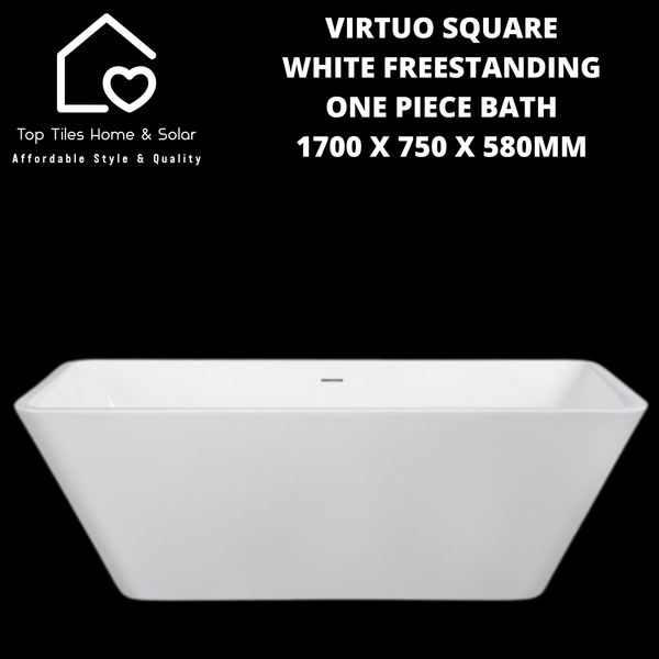 Virtuo White Square Freestanding One Piece Bath - 1700 x 750 x 580mm