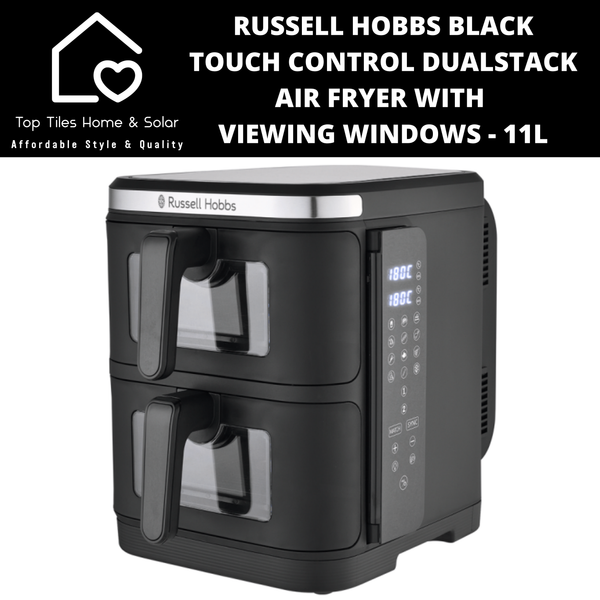 Russell Hobbs Black Touch Control DualStack Air Fryer with Viewing Windows - 11L