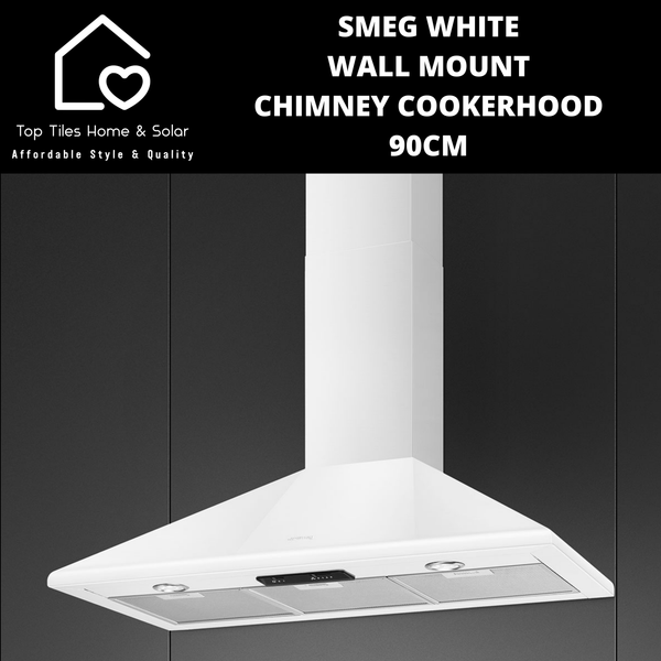 Smeg White Wall Mount Chimney Cookerhood - 90cm