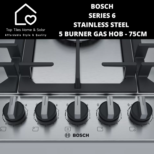 Bosch Series 6 Stainless Steel  5 Burner Gas Hob - 75cm