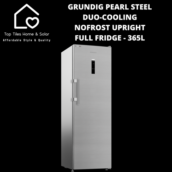 Grundig Pearl Steel Duo-Cooling NoFrost Upright Full Fridge - 365L