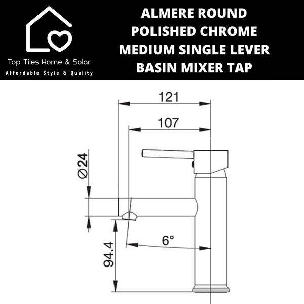 Almere Round Polished Chrome Medium Single Lever Basin Mixer Tap