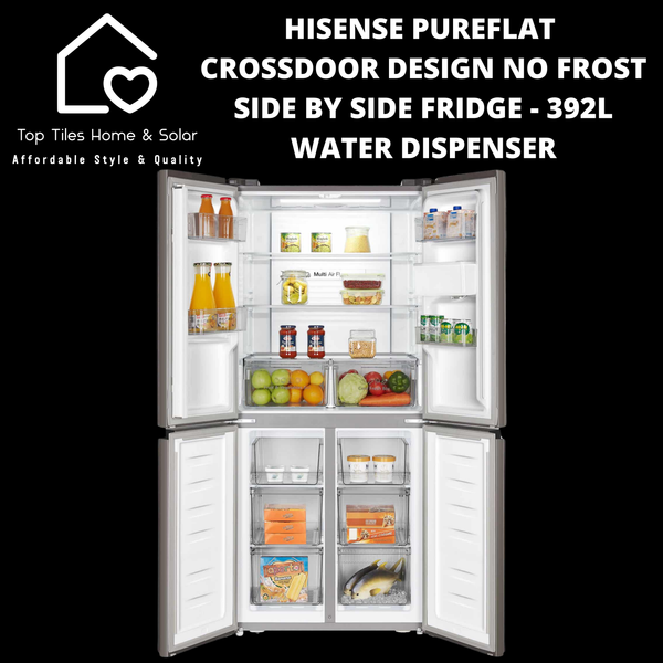 Hisense PureFlat CrossDoor Design No Frost Side by Side Fridge - 392L Water Dispenser