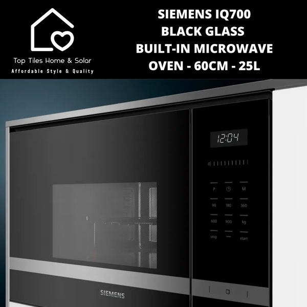 Siemens iQ700 - Black Glass Built-in Microwave Oven - 60cm - 25L
