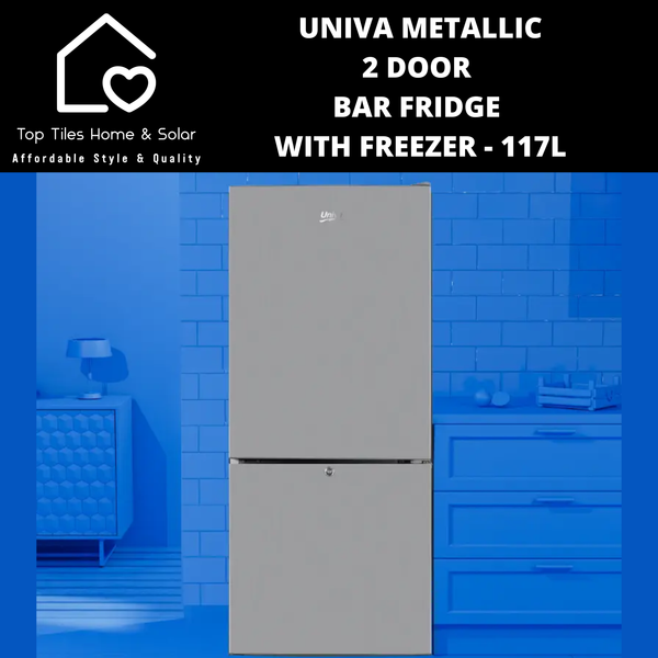 Univa Metallic 2 Door Bar Fridge with Freezer - 117L