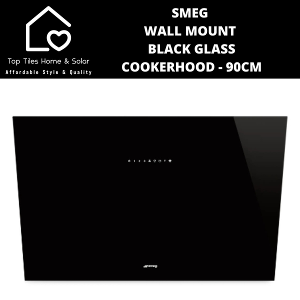 Smeg Wall Mount Universale Aesthetic Black Glass Cookerhood - 90cm