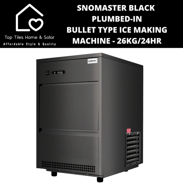 SnoMaster Black Plumbed-In Bullet Type Ice Making Machine - 26kg/24hr
